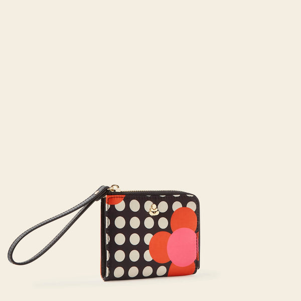 Carla Zip Purse in Fuchsia Flower Polka Dot by Orla Kiely