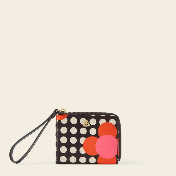 Carla Zip Purse in Fuchsia Flower Polka Dot by Orla Kiely