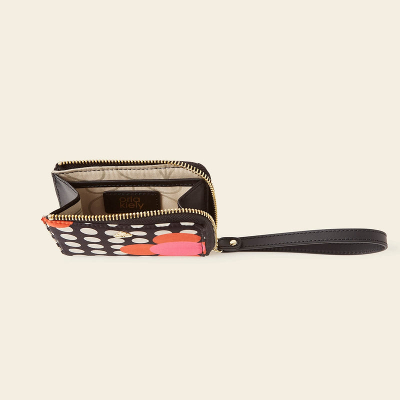 Carla Zip Purse in Fuchsia Flower Polka Dot by Orla Kiely