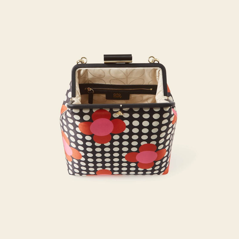 Jenny D Handbag in Fuchsia Flower Polka Dot pattern by Orla Kiely