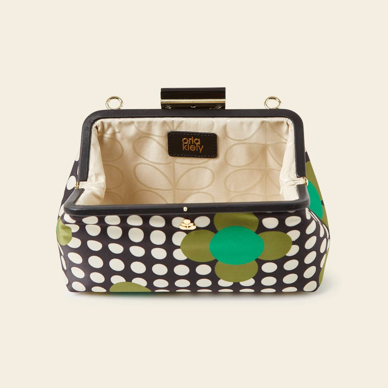 Jenny D Clutch Bag in Jewel Flower Polka Dot pattern by Orla Kiely