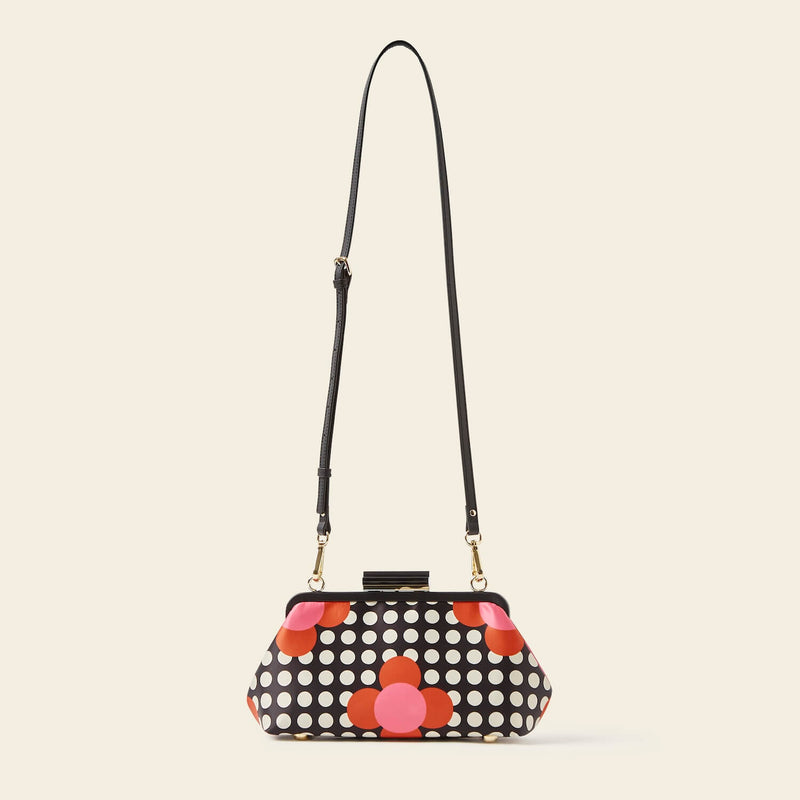 Jenny D Clutch Bag in Fuchsia Flower Polka Dot pattern by Orla Kiely