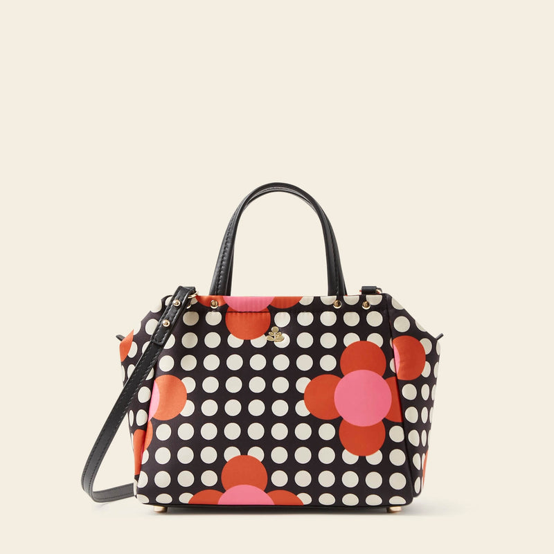 Concertina Crossbody Tote Bag in Fuchsia Flower Polka Dot pattern by Orla Kiely