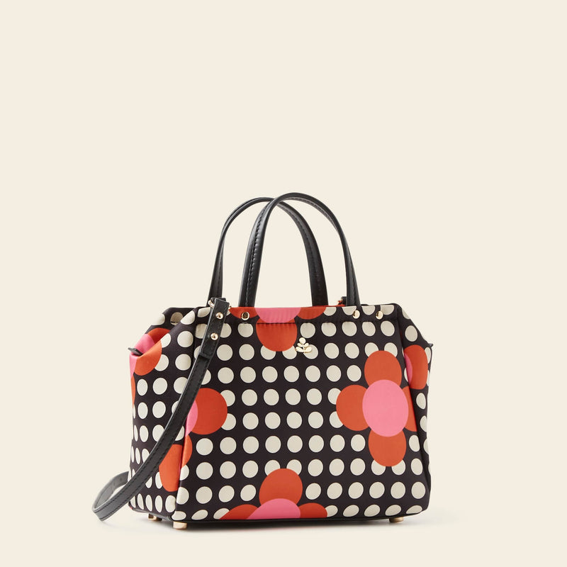 Concertina Crossbody Tote Bag in Fuchsia Flower Polka Dot pattern by Orla Kiely