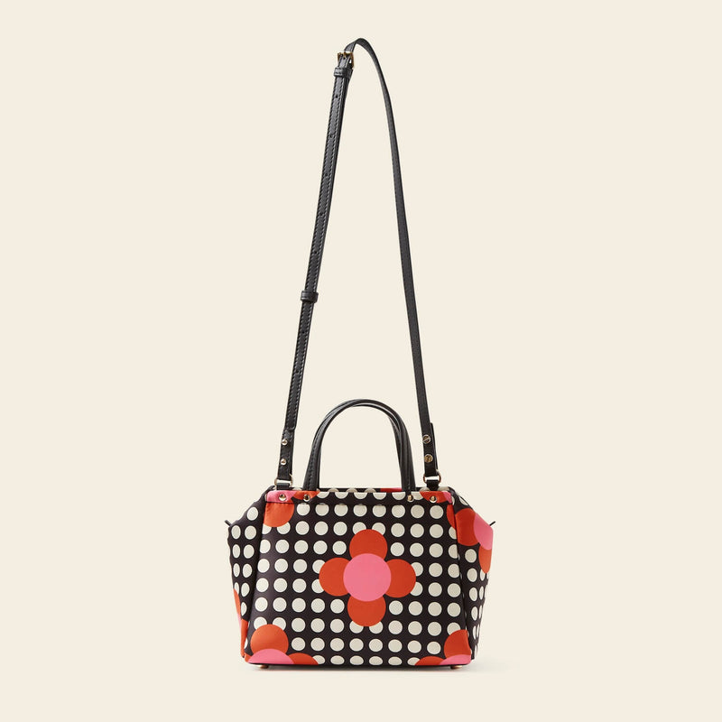 Concertina Crossbody Tote Bag in Fuchsia Flower Polka Dot pattern by Orla Kiely