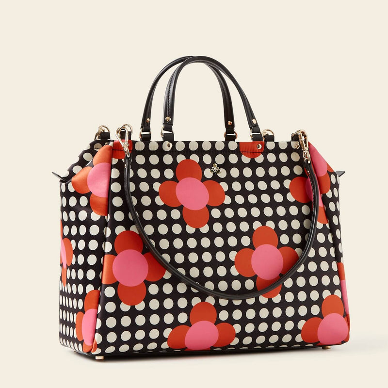 Opera Big Tote Bag in Fuchsia Flower Polka Dot pattern by Orla Kiely