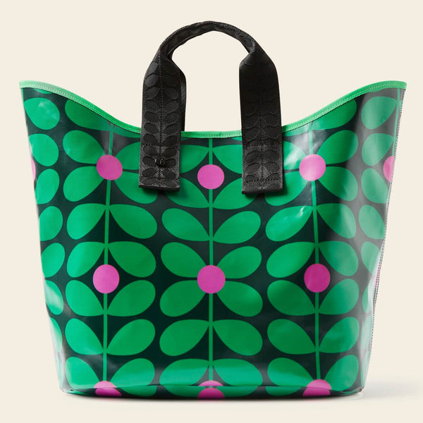 Carryall Large Tote Bag in Sixties Stem Emerald pattern by Orla Kiely