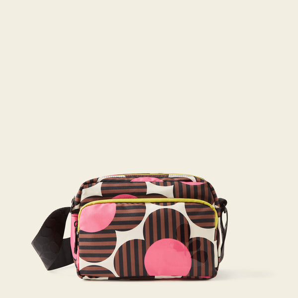 Angle Camera Bag in Striped Flower Azalea pattern by Orla Kiely