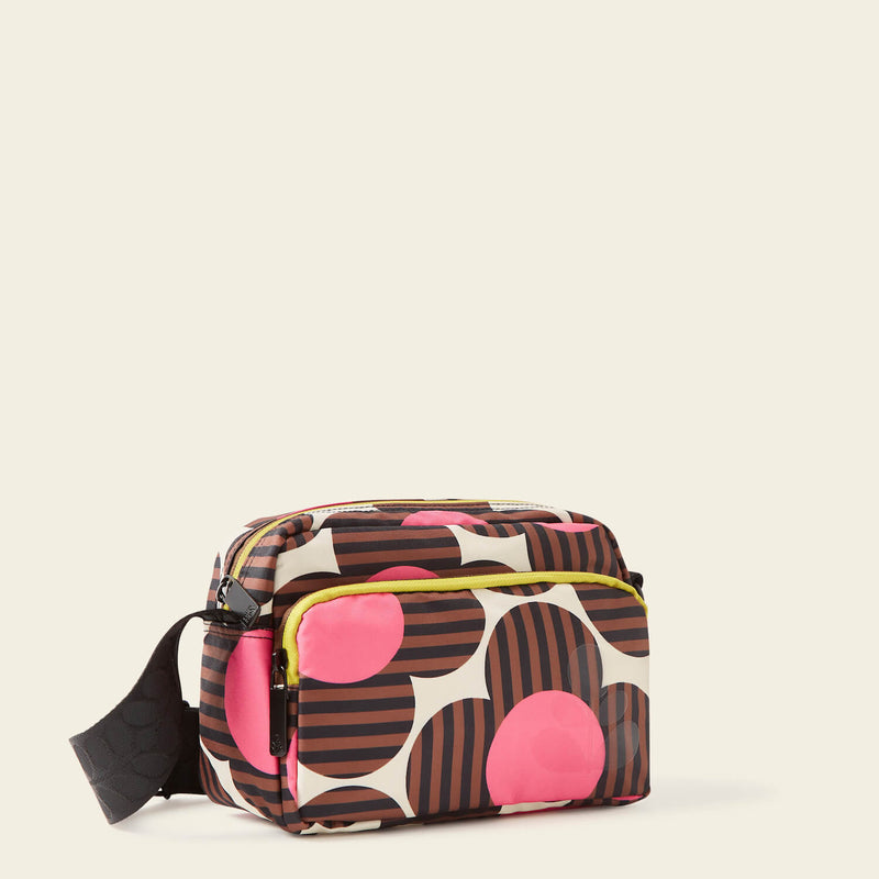 Angle Camera Bag in Striped Flower Azalea pattern by Orla Kiely