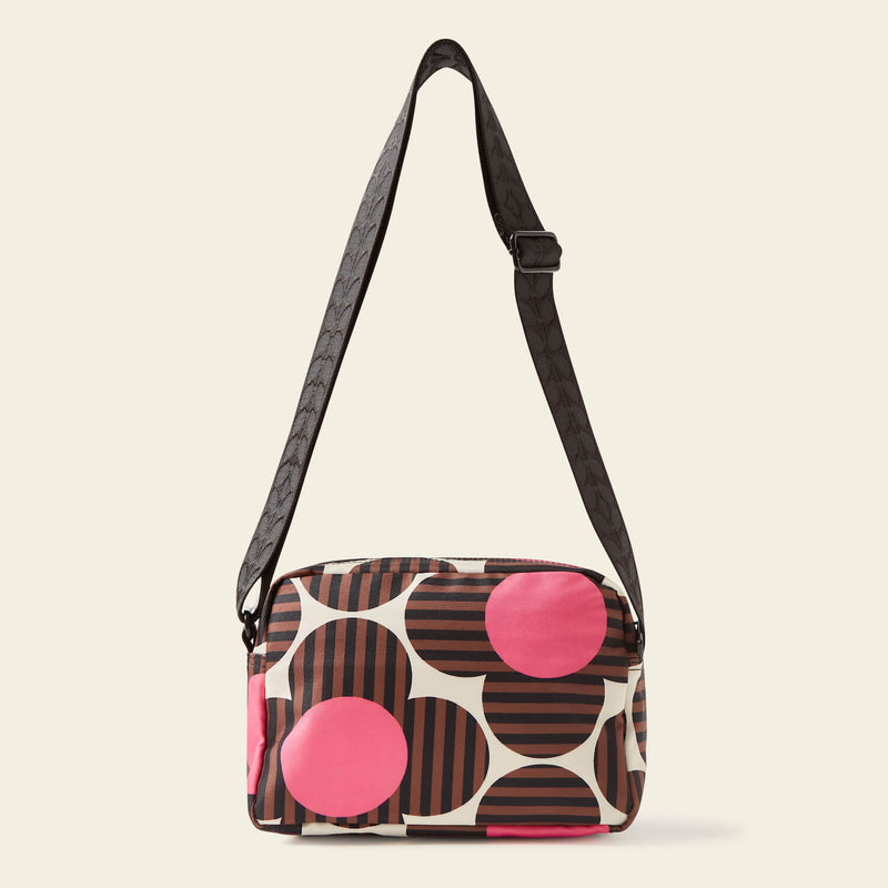 Angle Camera Bag in Striped Flower Azalea pattern by Orla Kiely