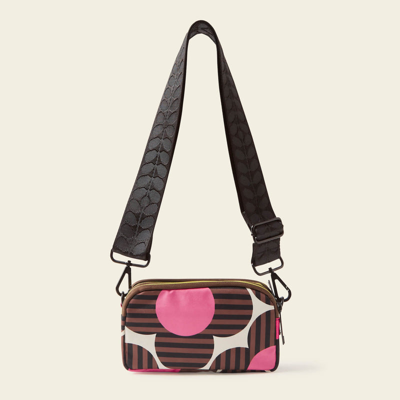 Tripod Crossbody Bag in Striped Flower Azalea pattern by Orla Kiely