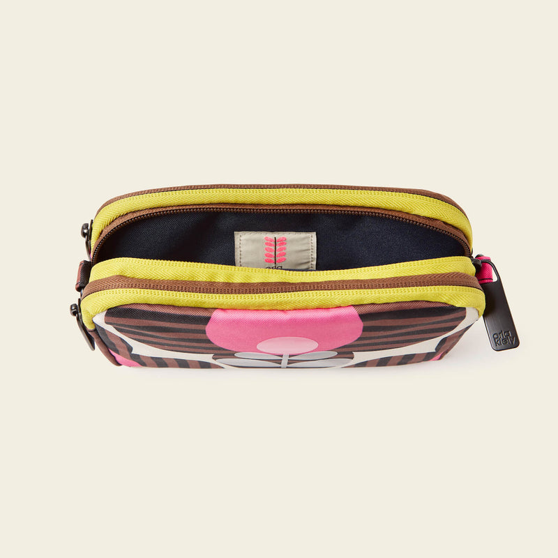 Tripod Crossbody Bag in Striped Flower Azalea pattern by Orla Kiely