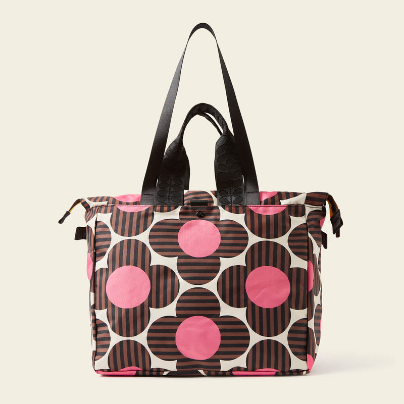 Axis Tote Bag in Striped Flower Azalea pattern by Orla Kiely