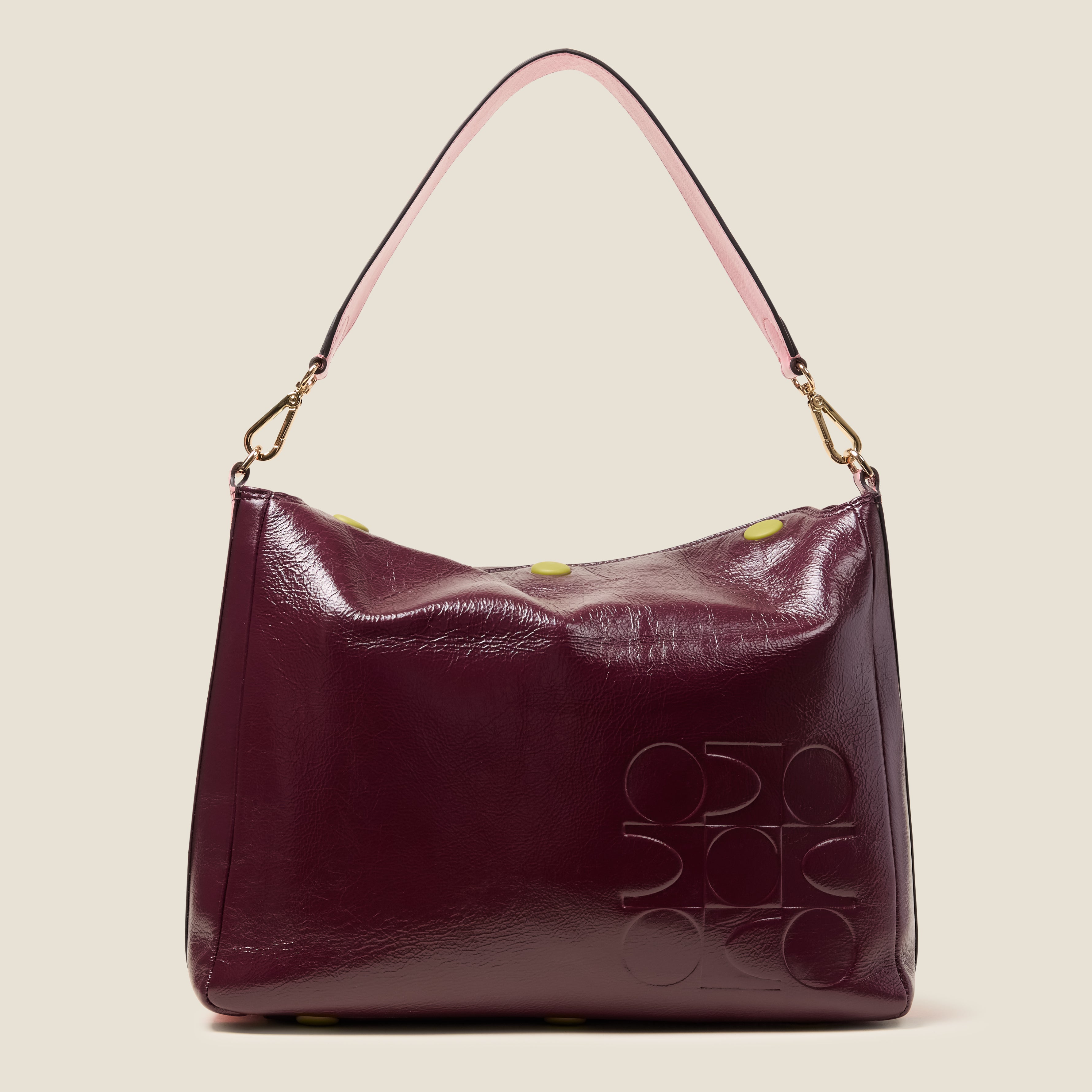 Large Softie Leather Shoulder Bag - OK Colourblock Burgundy