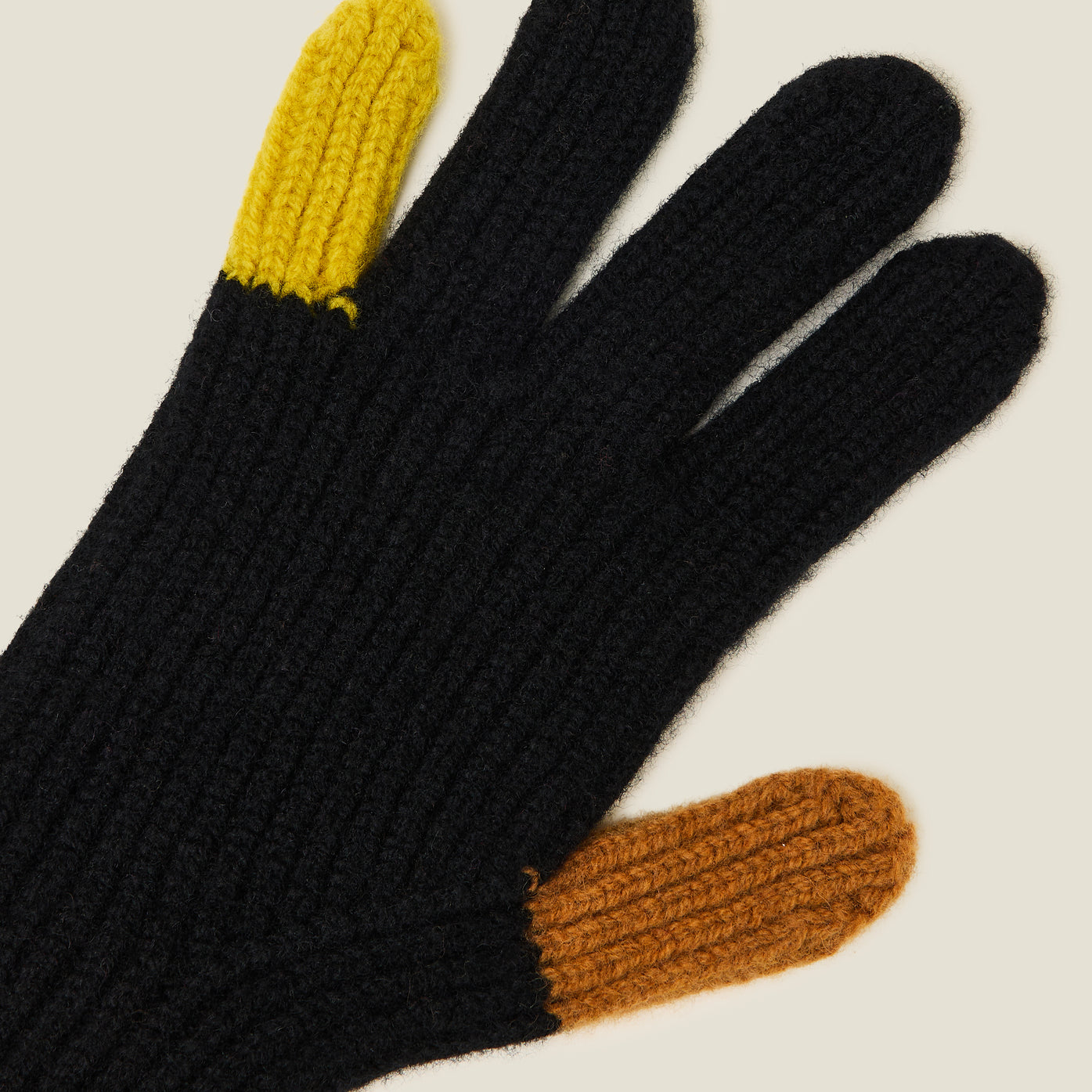 Colour Pop Wool Gloves - Cream Black