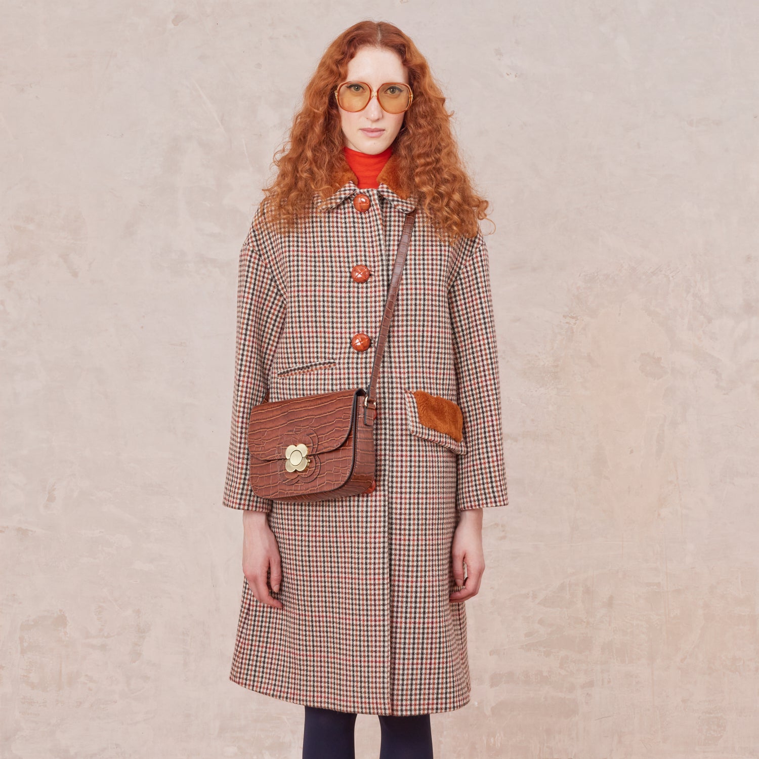 Eclipse Leather Crossbody Bag - Flower Applique Croc