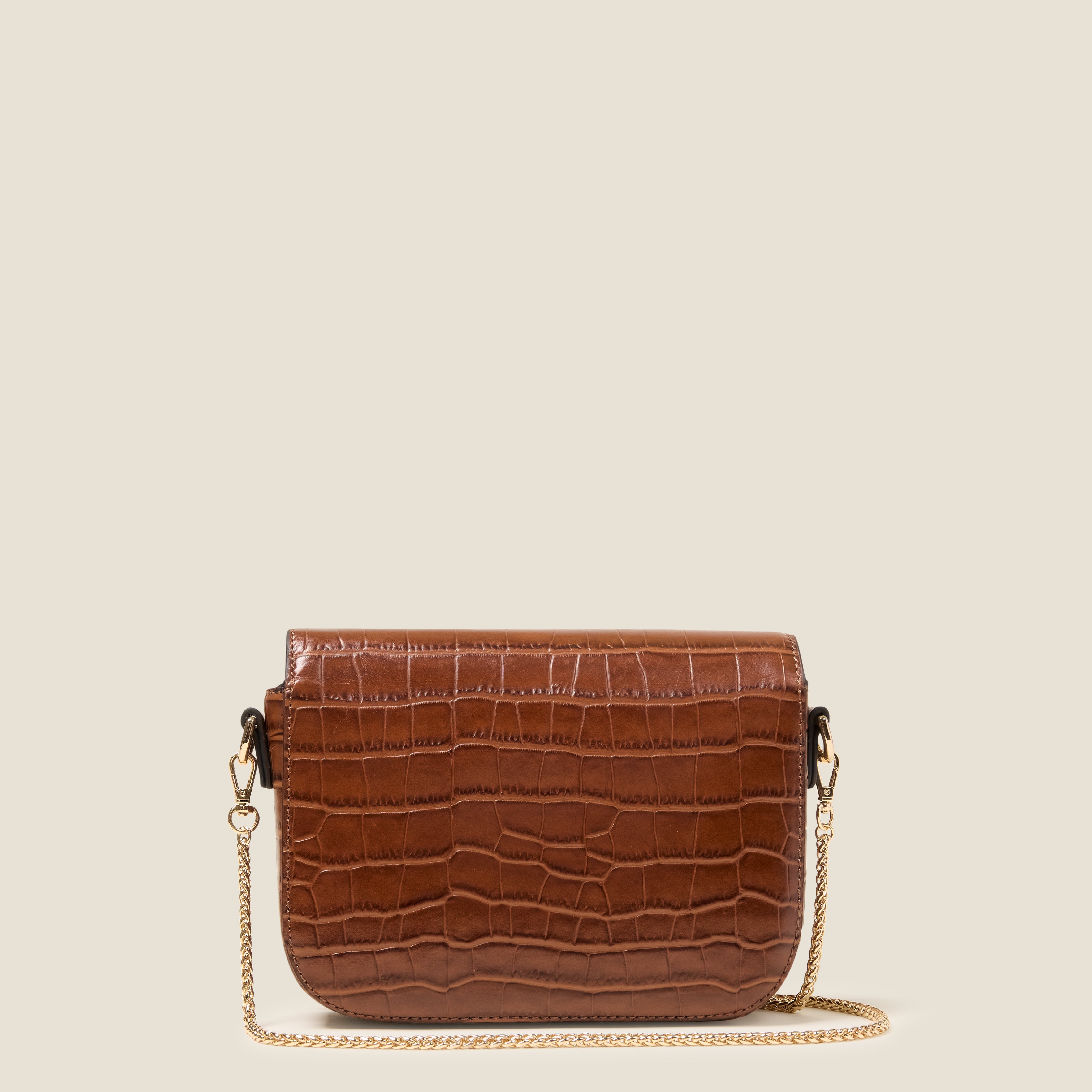 Mini Eclipse Leather Crossbody Bag - Flower Applique Croc