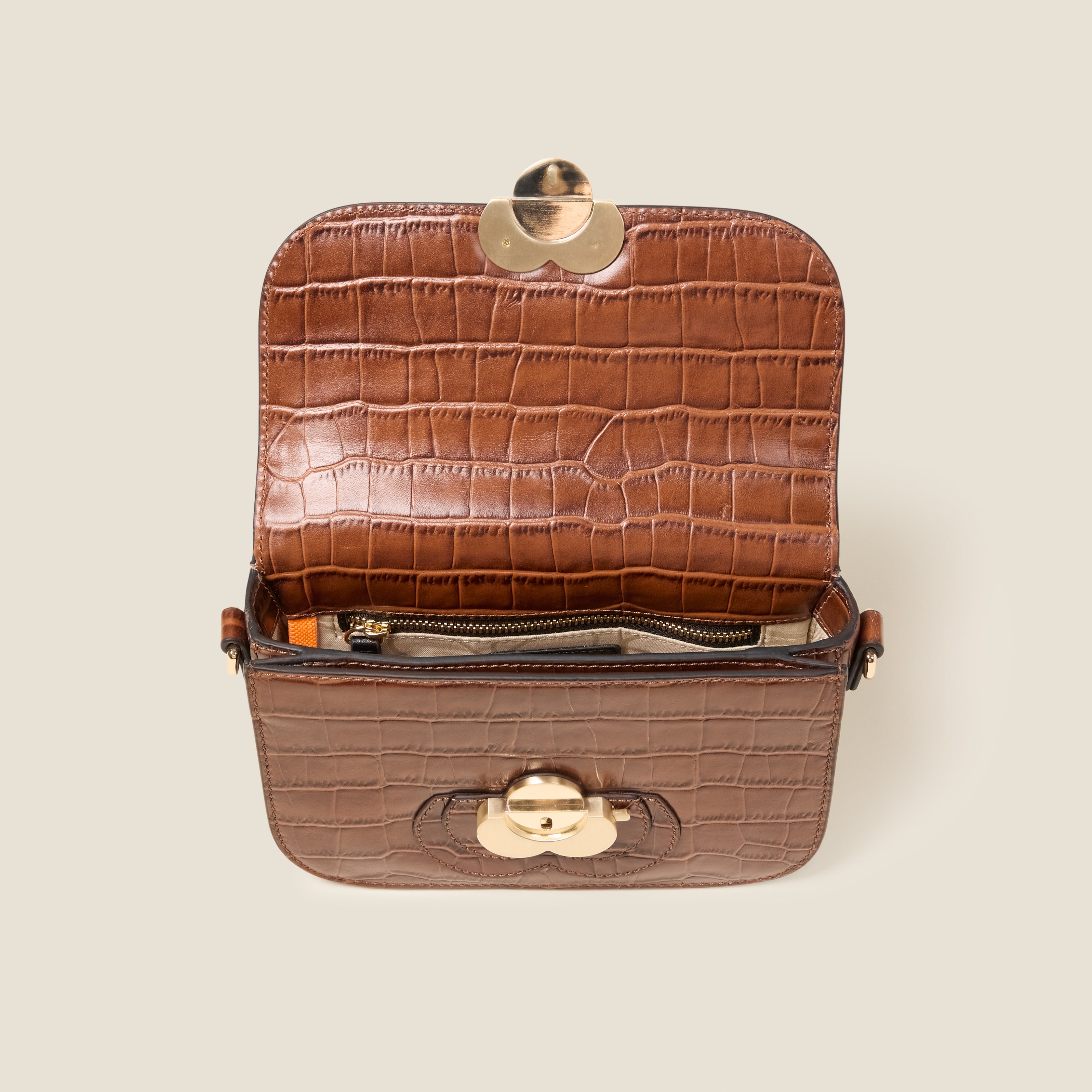 Mini Eclipse Leather Crossbody Bag - Flower Applique Croc