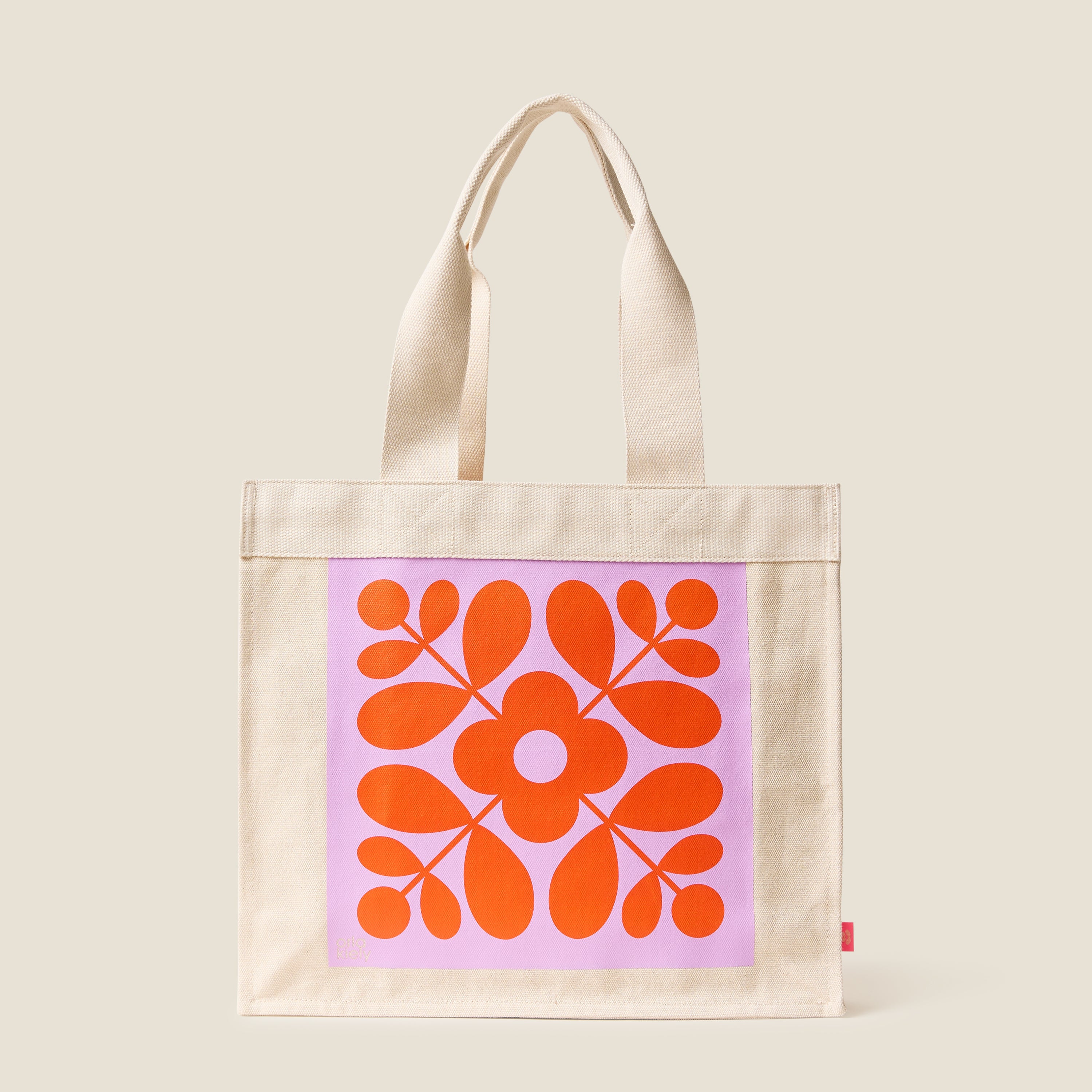 Flower Tile Canvas Tote - Lilac and Orange