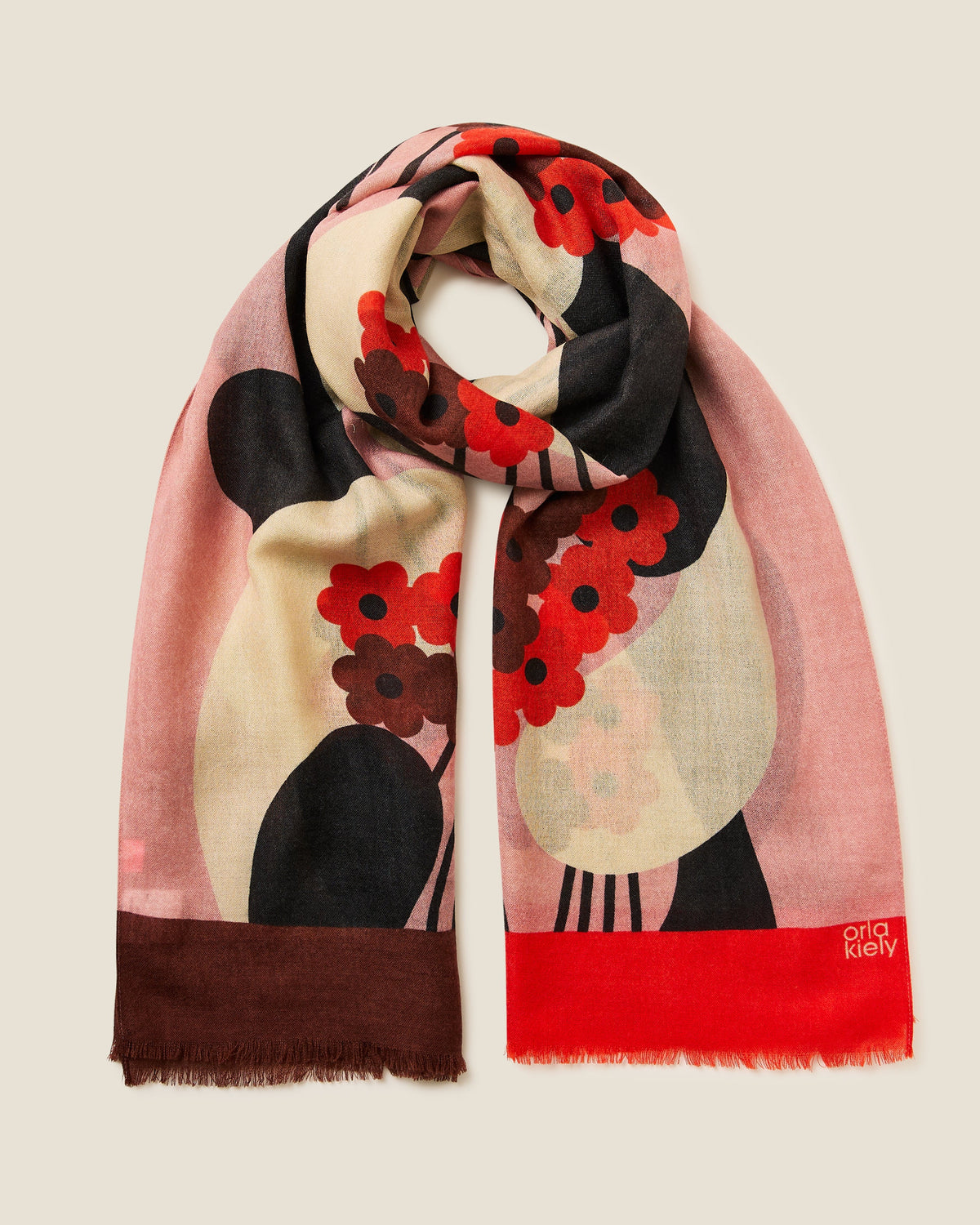Wool Scarf - River Flower Rose