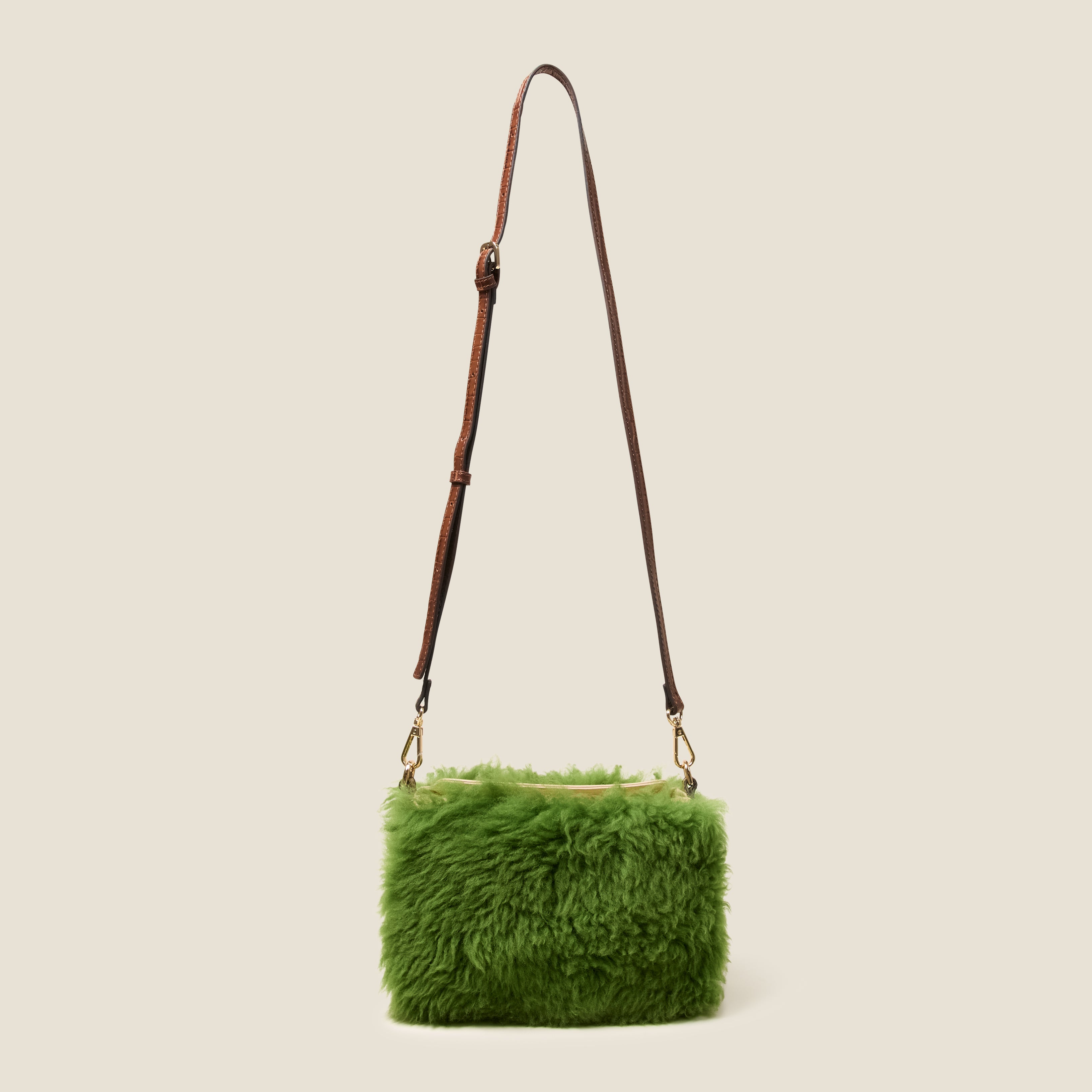 Mini Softie Leather Crossbody Bag - Sheepskin Colourblock Green