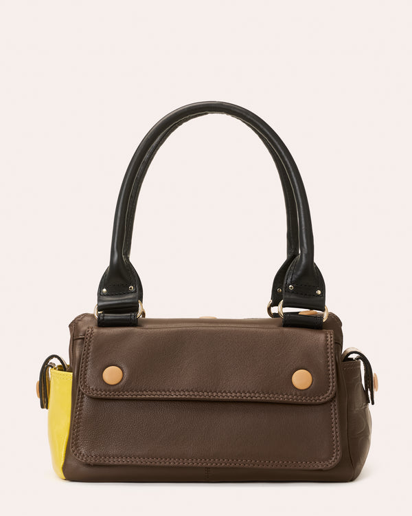 Pockety Shoulder Bag - OK Colourblock Chocolate