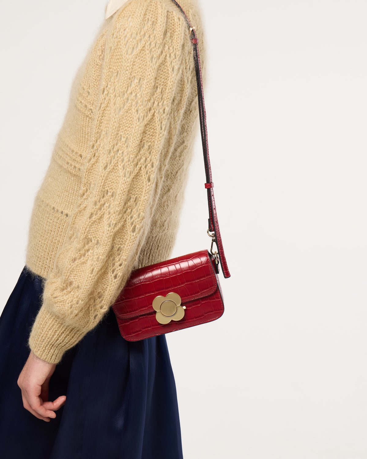Extra Mini Eclipse Leather Crossbody - Red Croc