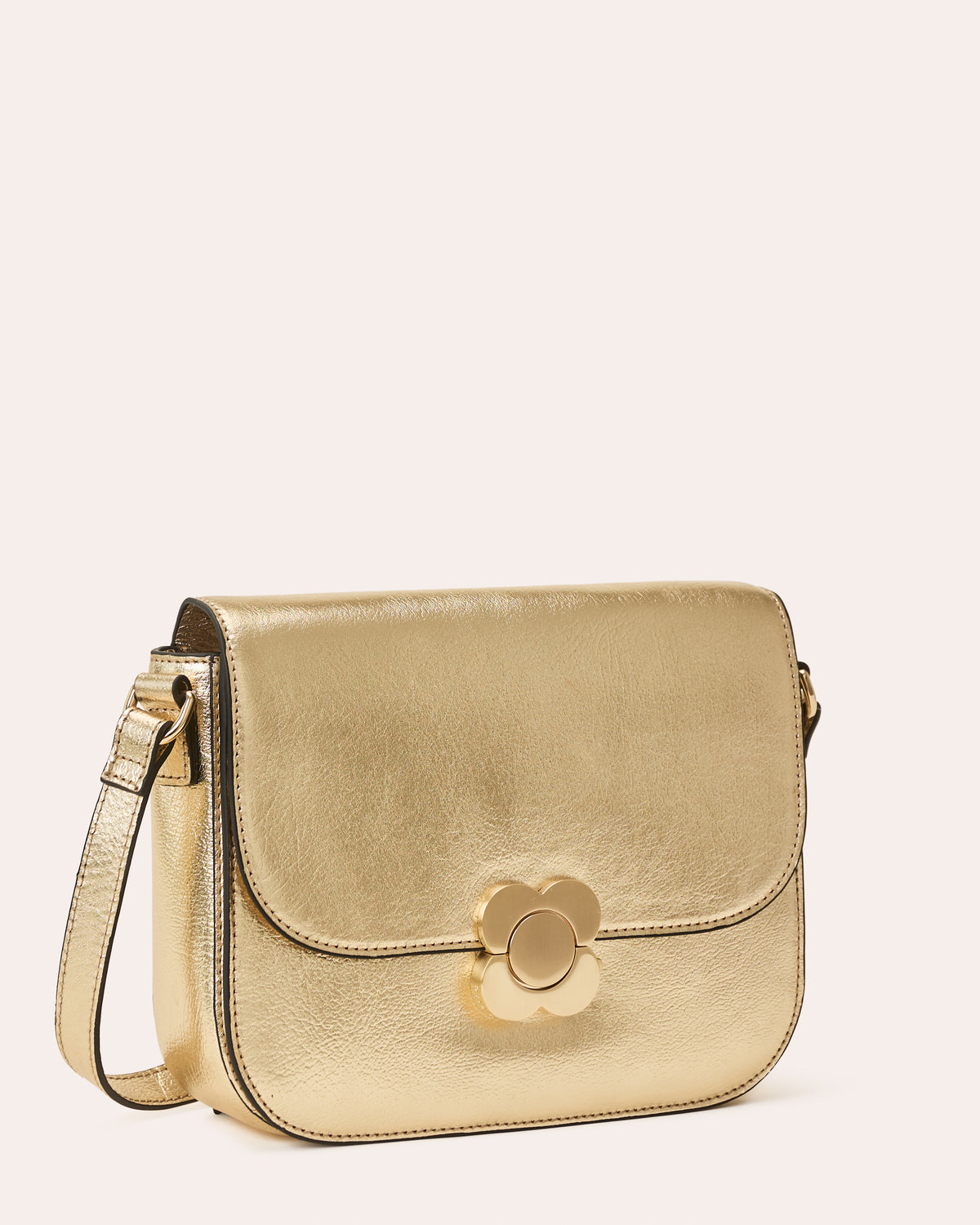 Eclipse Leather Crossbody - Gold Metallic