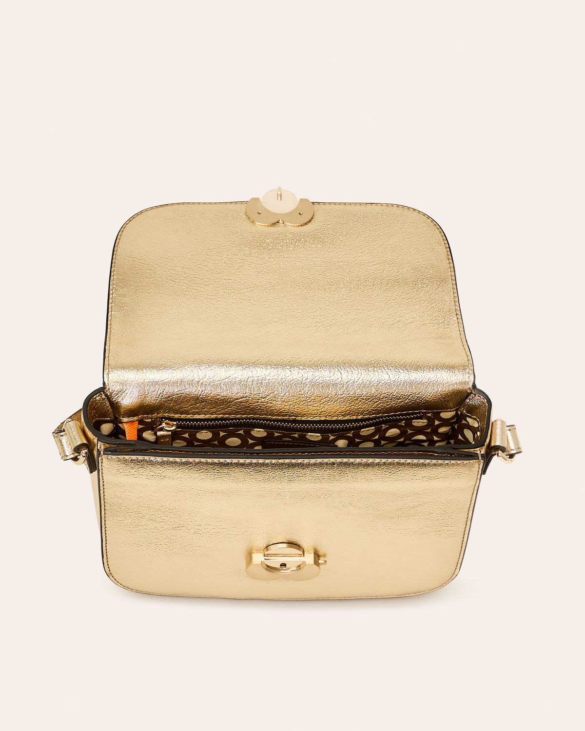 Eclipse Leather Crossbody - Gold Metallic