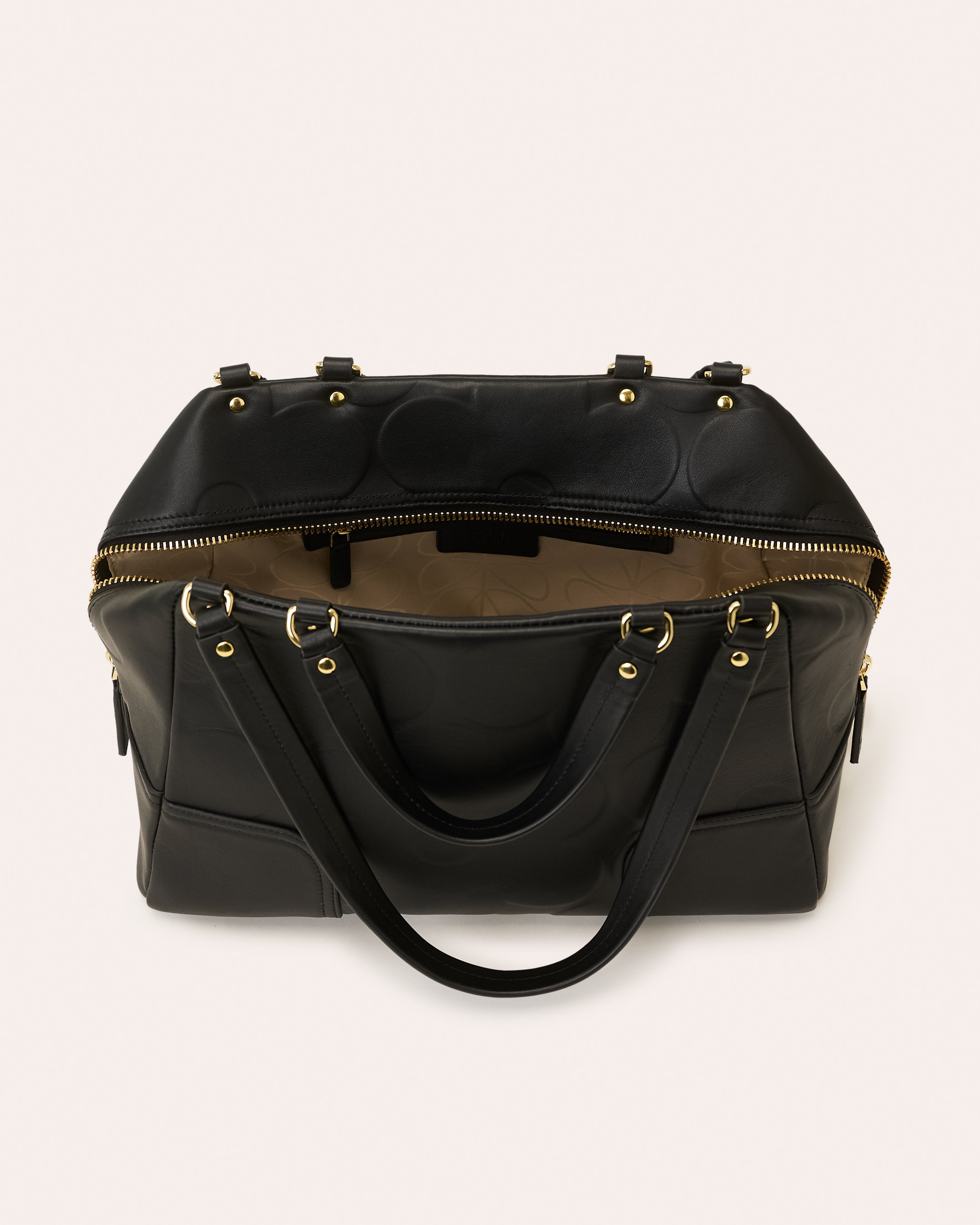 Opera Leather Shoulder Bag - Flower Power Black