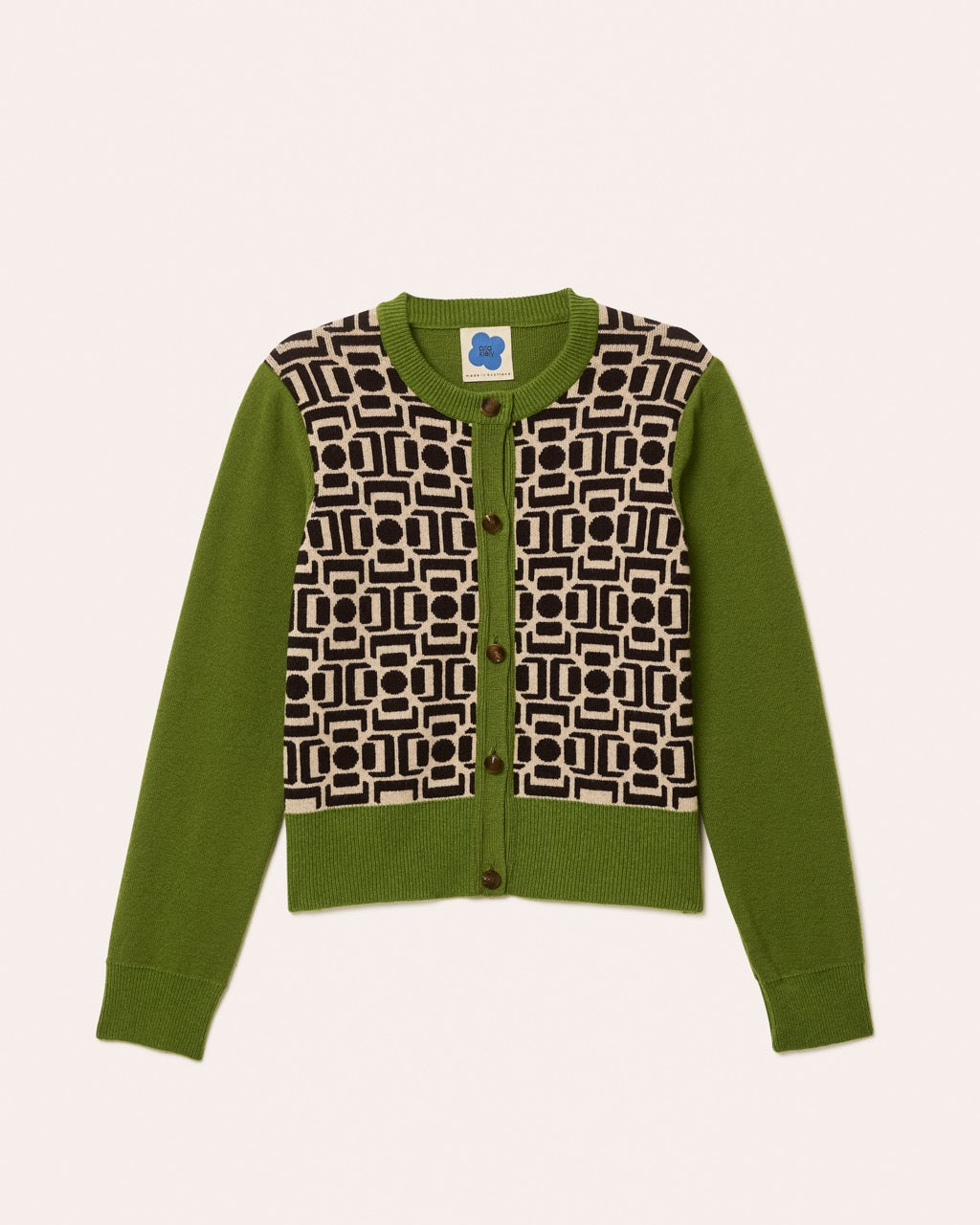 Bob Cardigan - Olive/Oatmeal