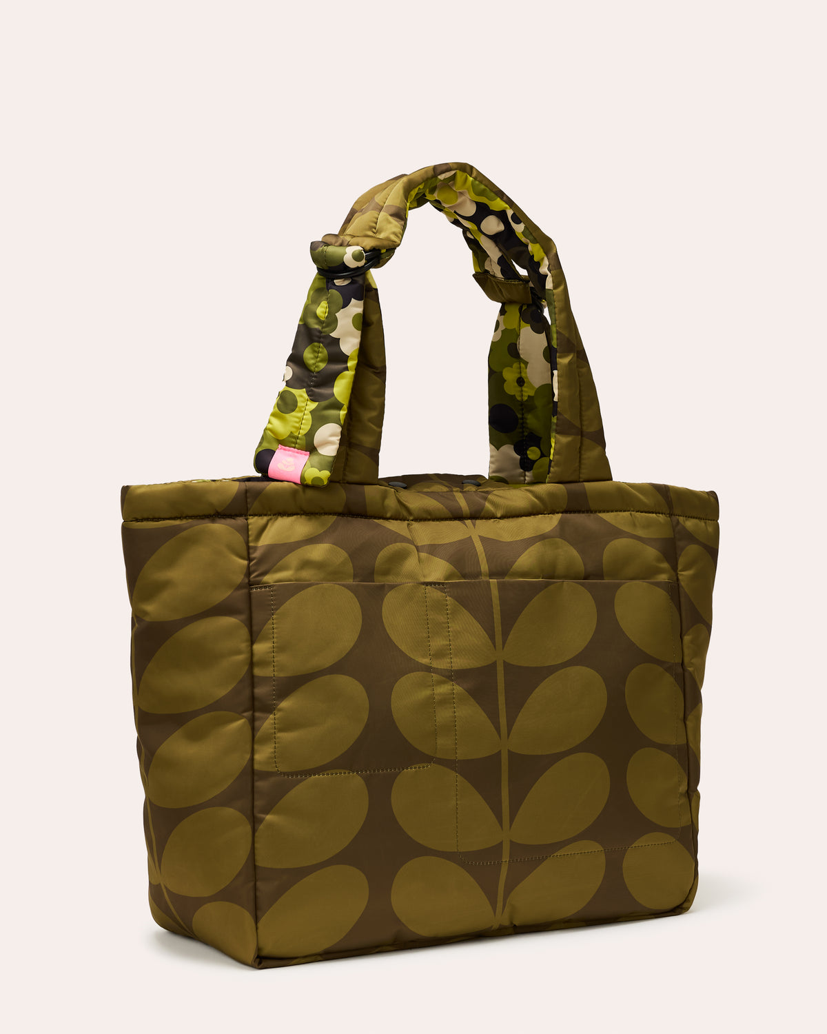 Reversible Puffy Tote - Solid Stem Khaki and Fern