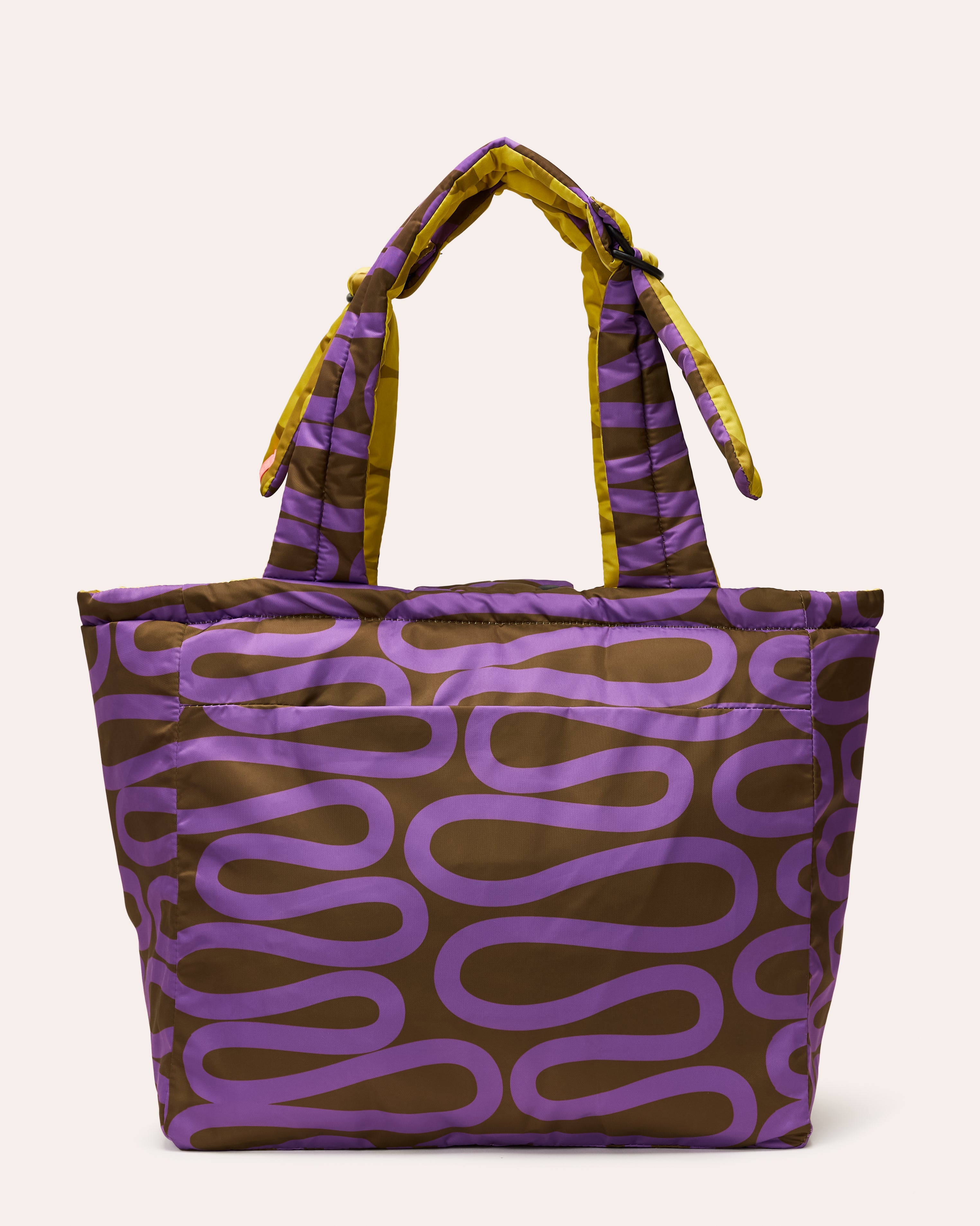 Reversible Puffy Tote - Solid Stem Gorse and Heather