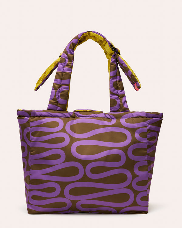 Reversible Puffy Tote - Solid Stem Gorse and Heather