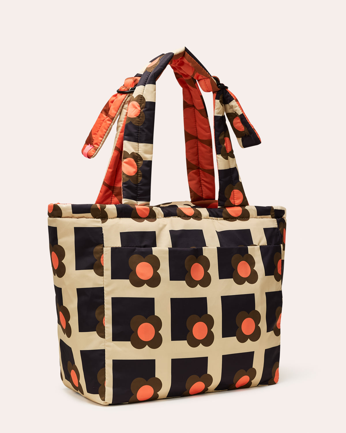 Reversible Puffy Tote - Solid Stem Marmalade and Clementine