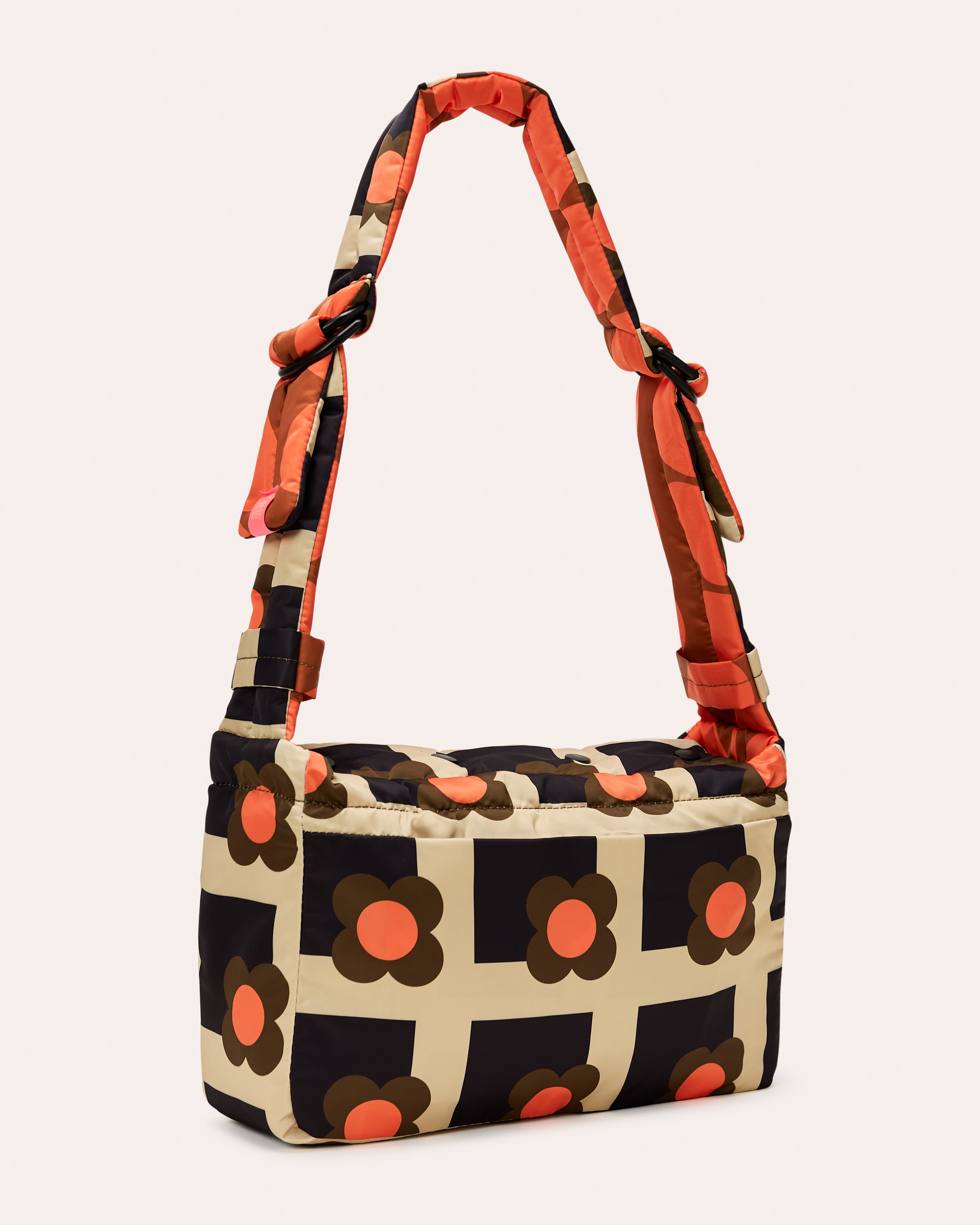 Reversible Puffy Shoulder Bag - Solid Stem Marmalade and Clementine