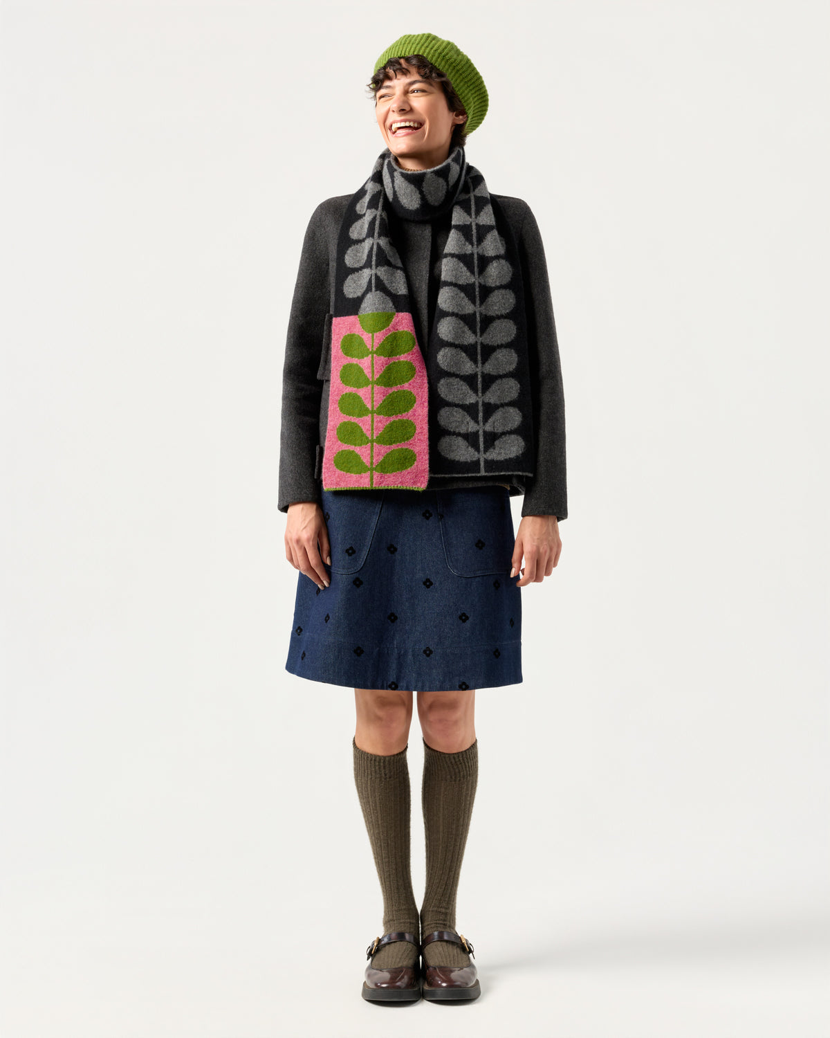 Duo Scarf - Sixties Stem Black/Moss/Nougat