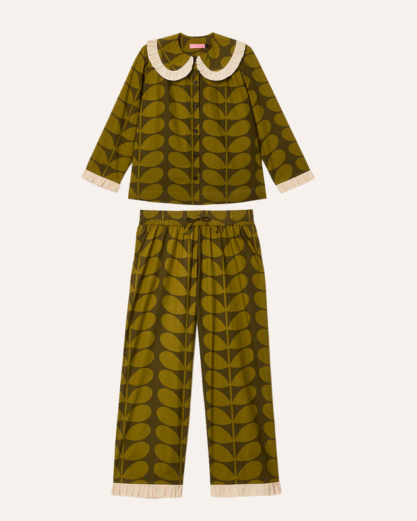 Nova Pyjama Set - Solid Stem Khaki