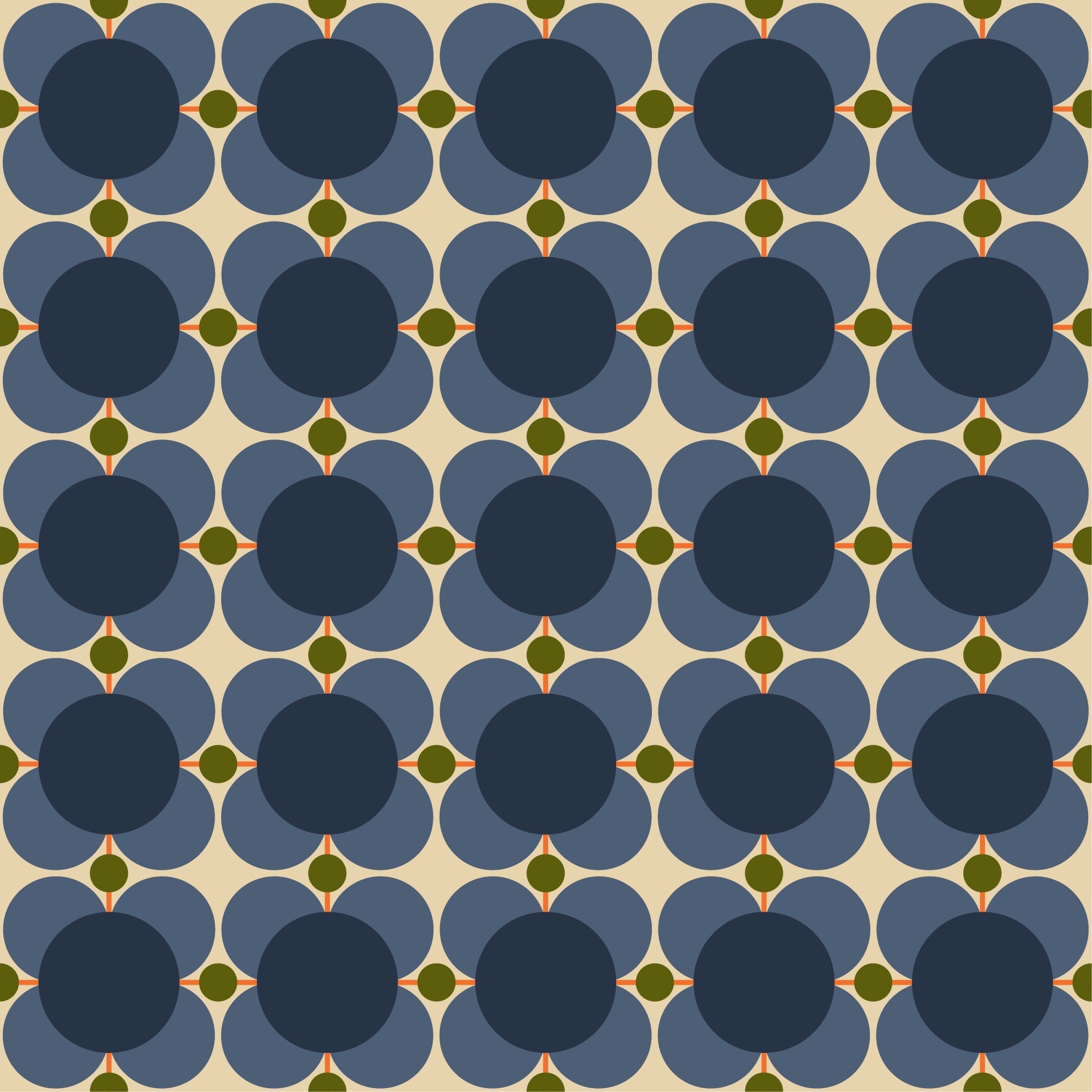 Atomic Flower Indigo Wallpaper