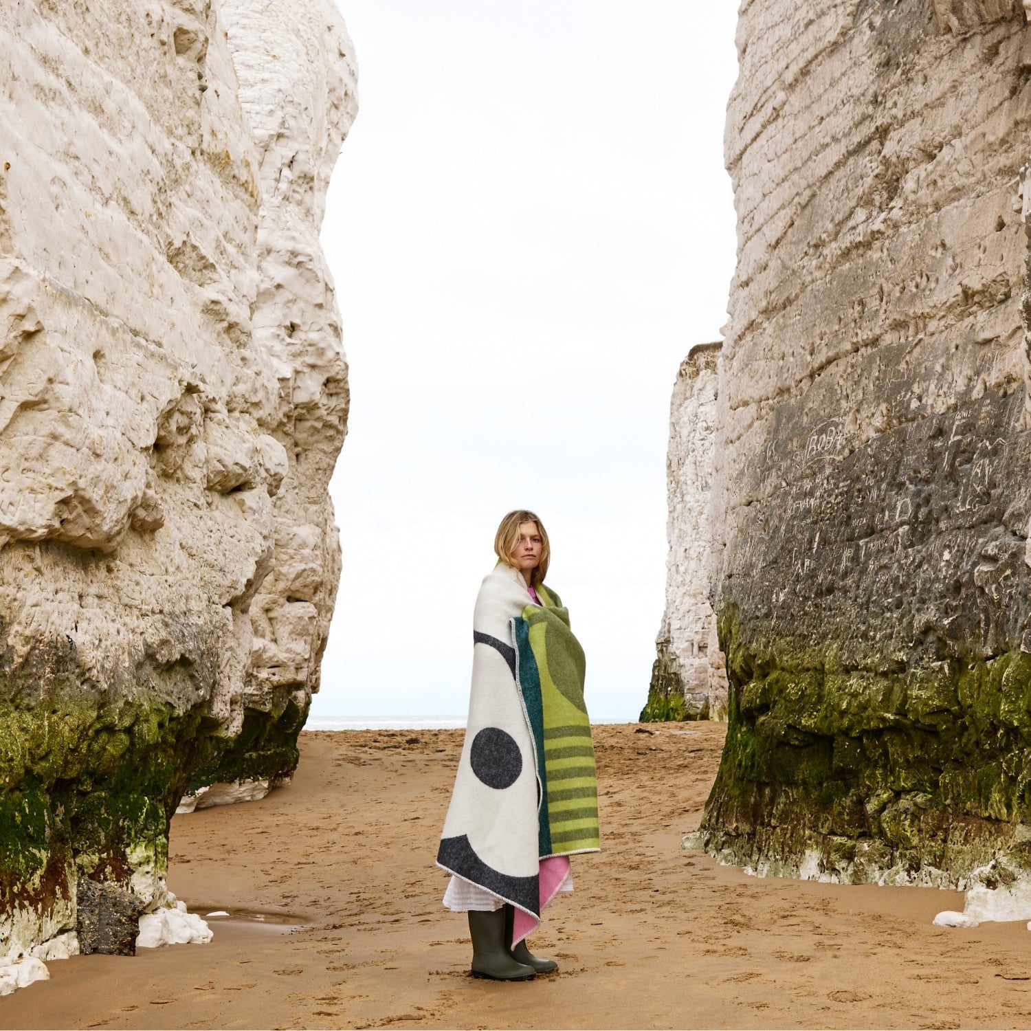 Wool Blanket - Abacus Flower Midnight Moss