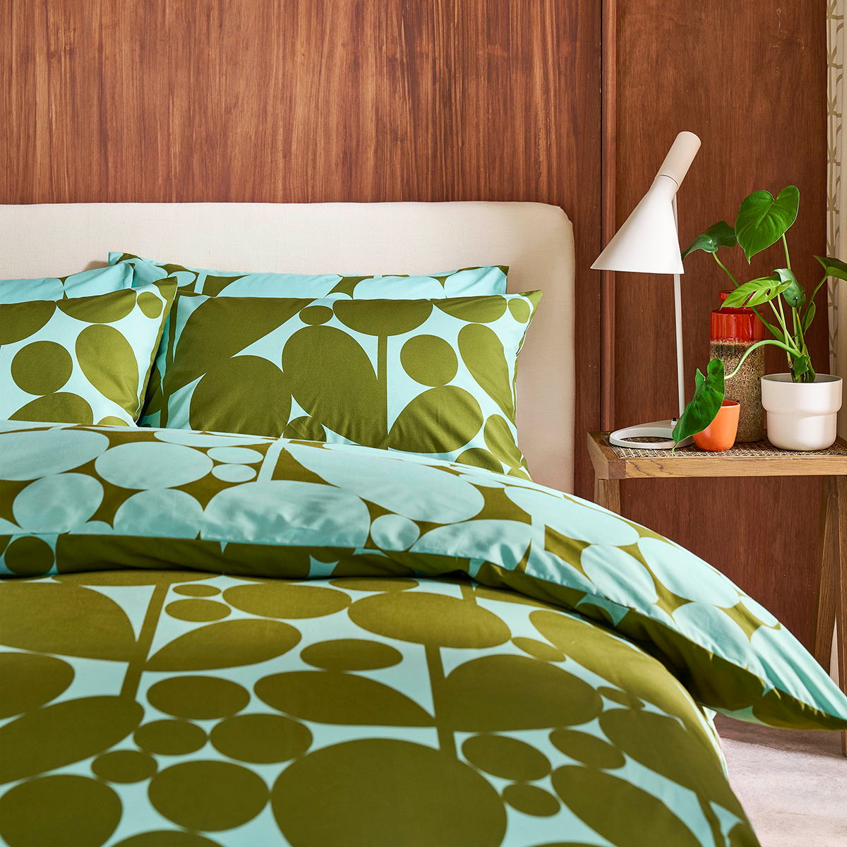 Bubble Flower Reversible Bed Linen Set - Aqua Seagrass