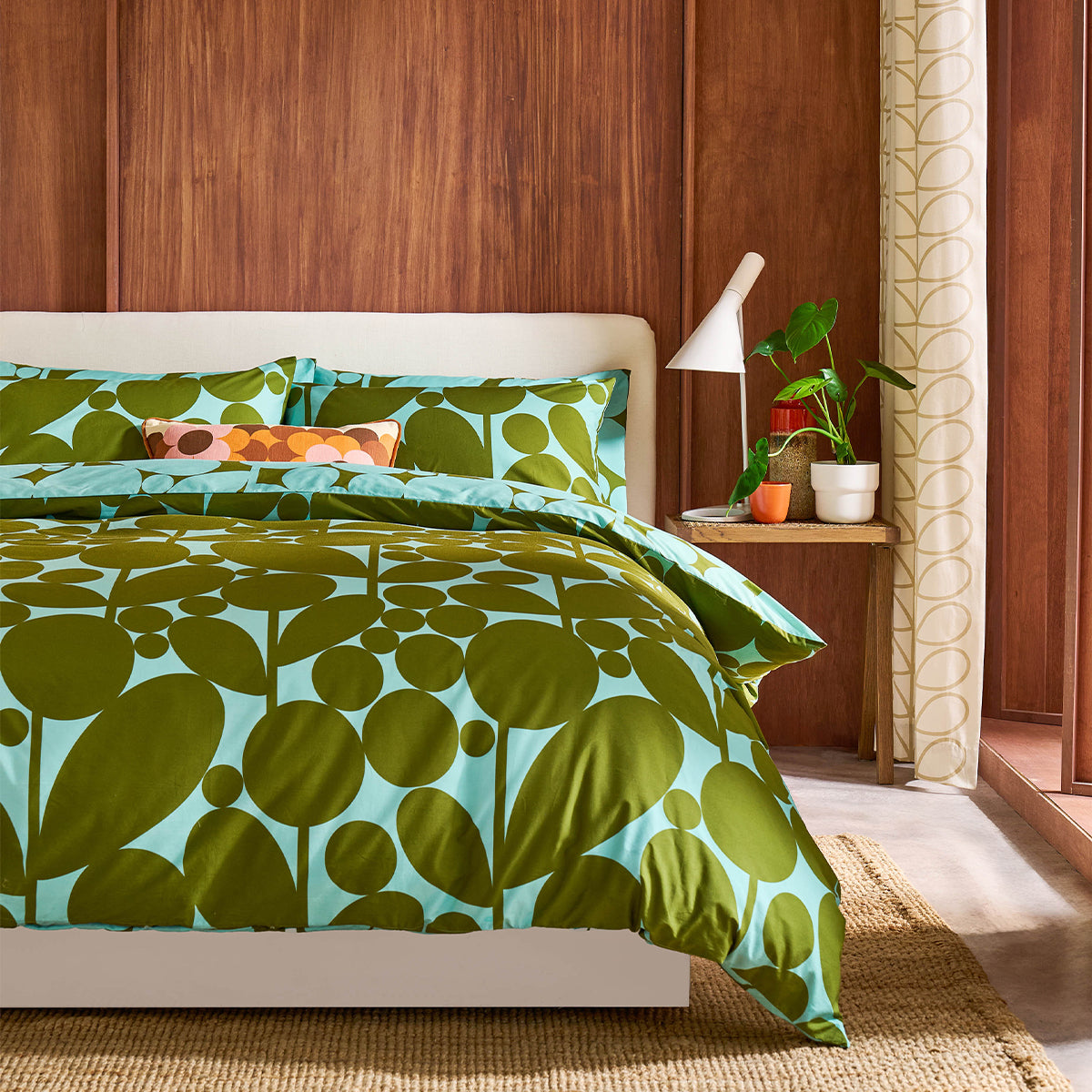 Bubble Flower Reversible Bed Linen Set - Aqua Seagrass