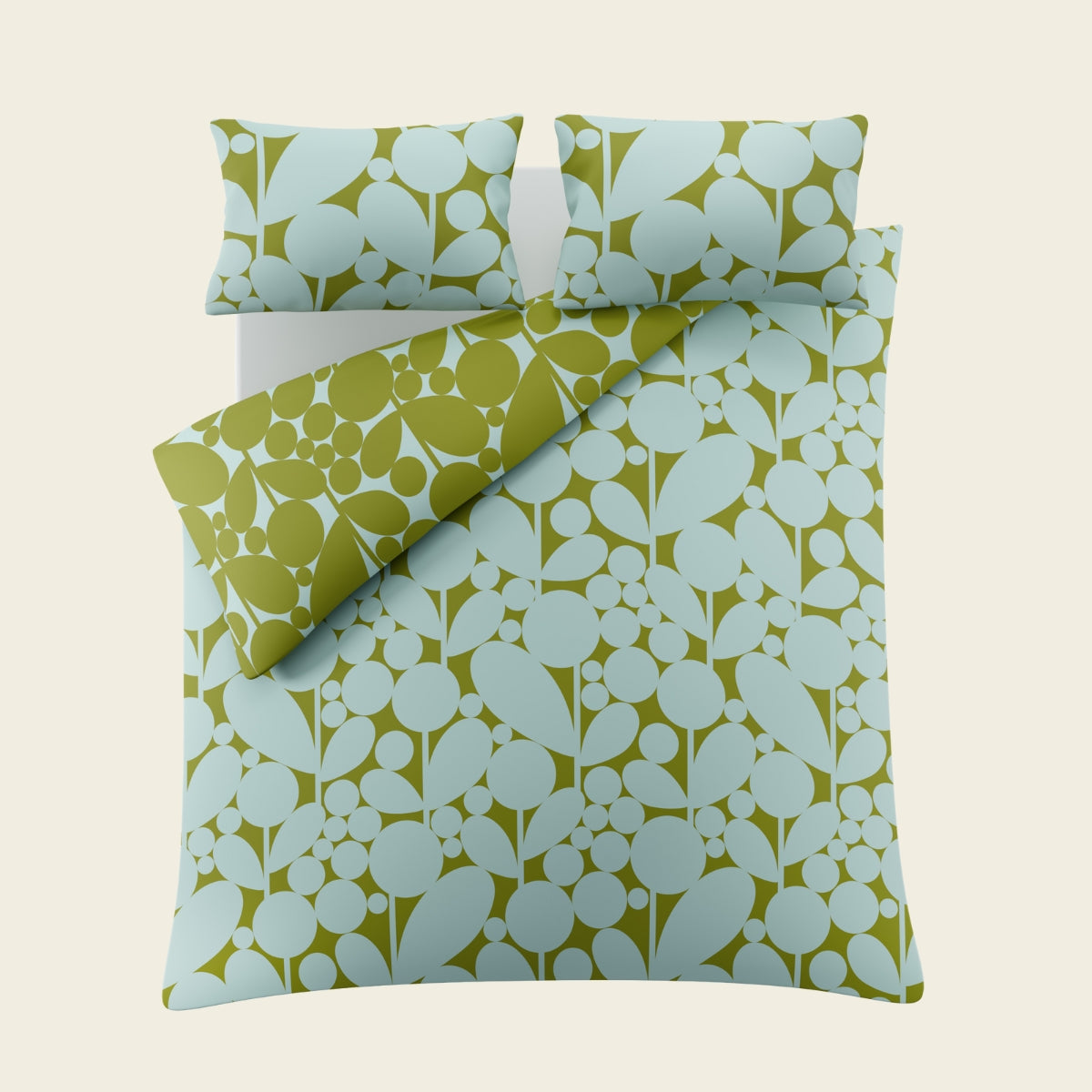 Bubble Flower Reversible Bed Linen Set - Aqua Seagrass