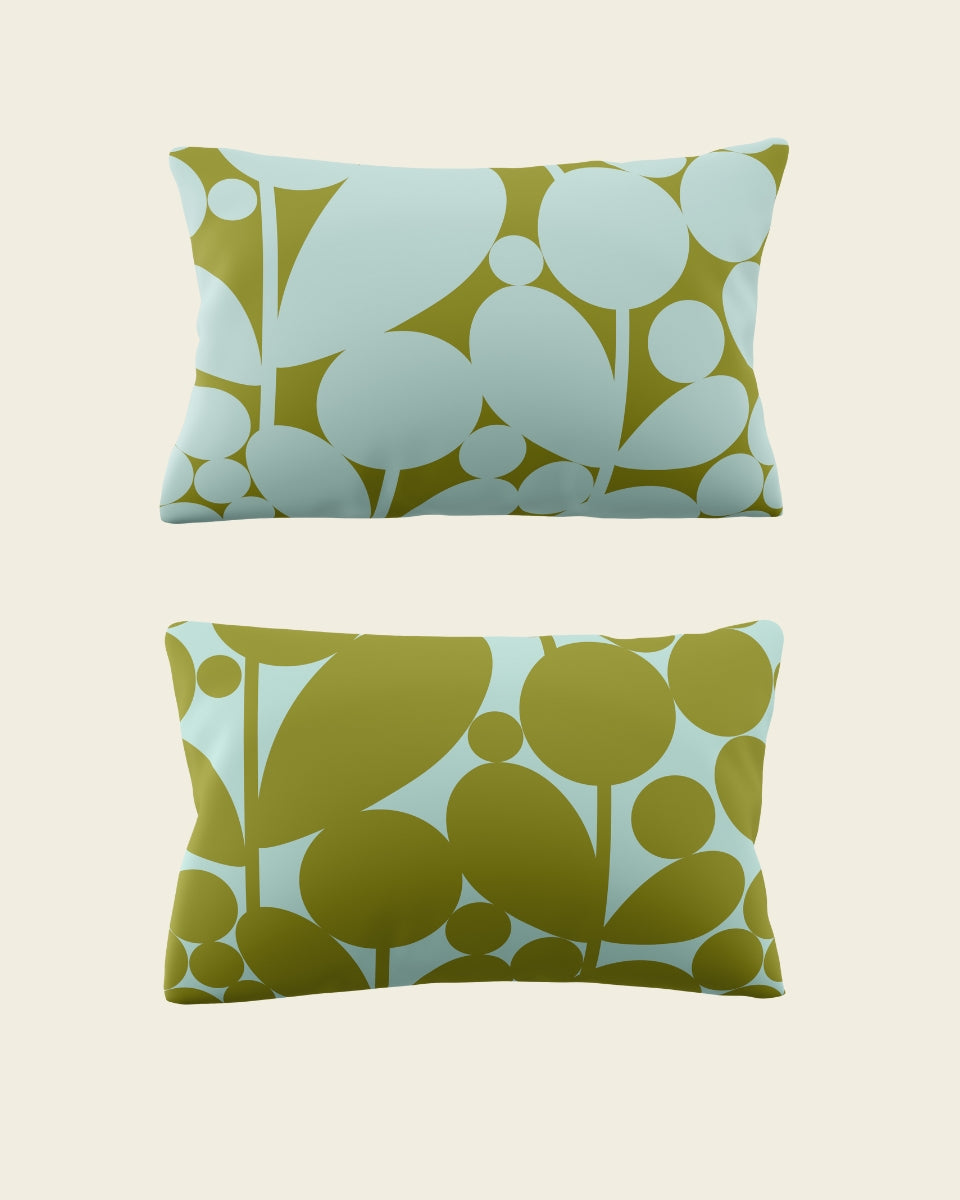 Bubble Flower Reversible Bed Linen Set - Aqua Seagrass