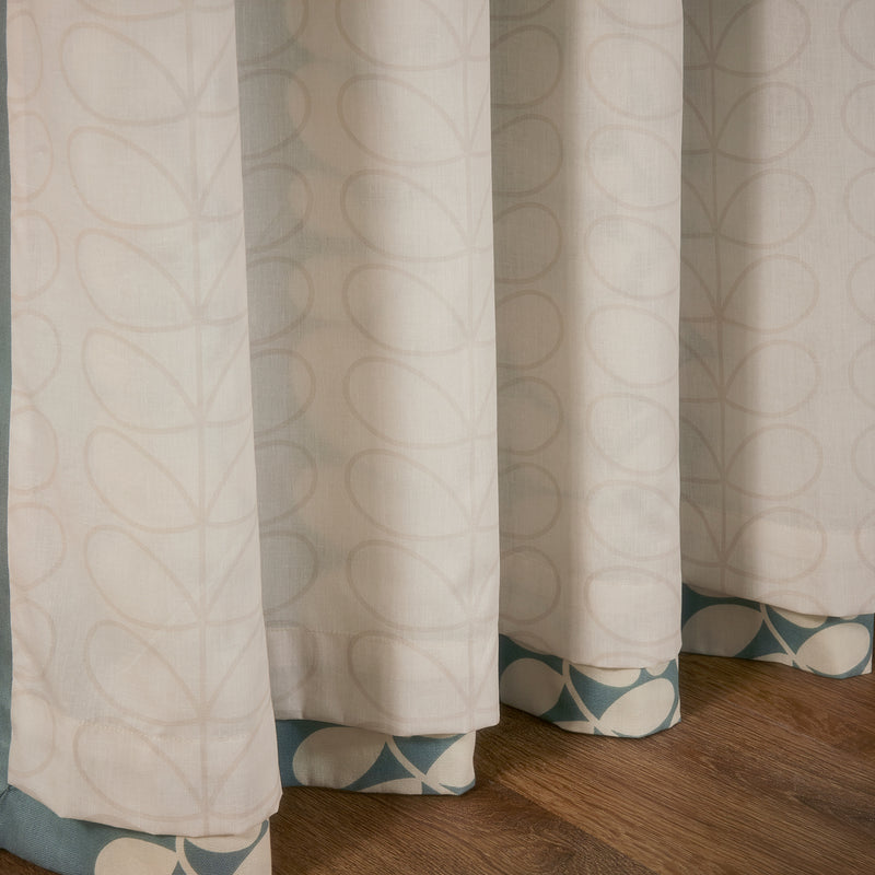 Sycamore Stripe Lined Eyelet Curtains - Duckegg