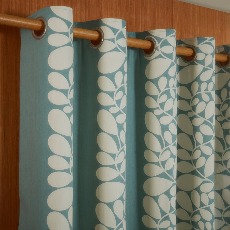 Sycamore Stripe Lined Eyelet Curtains - Duckegg