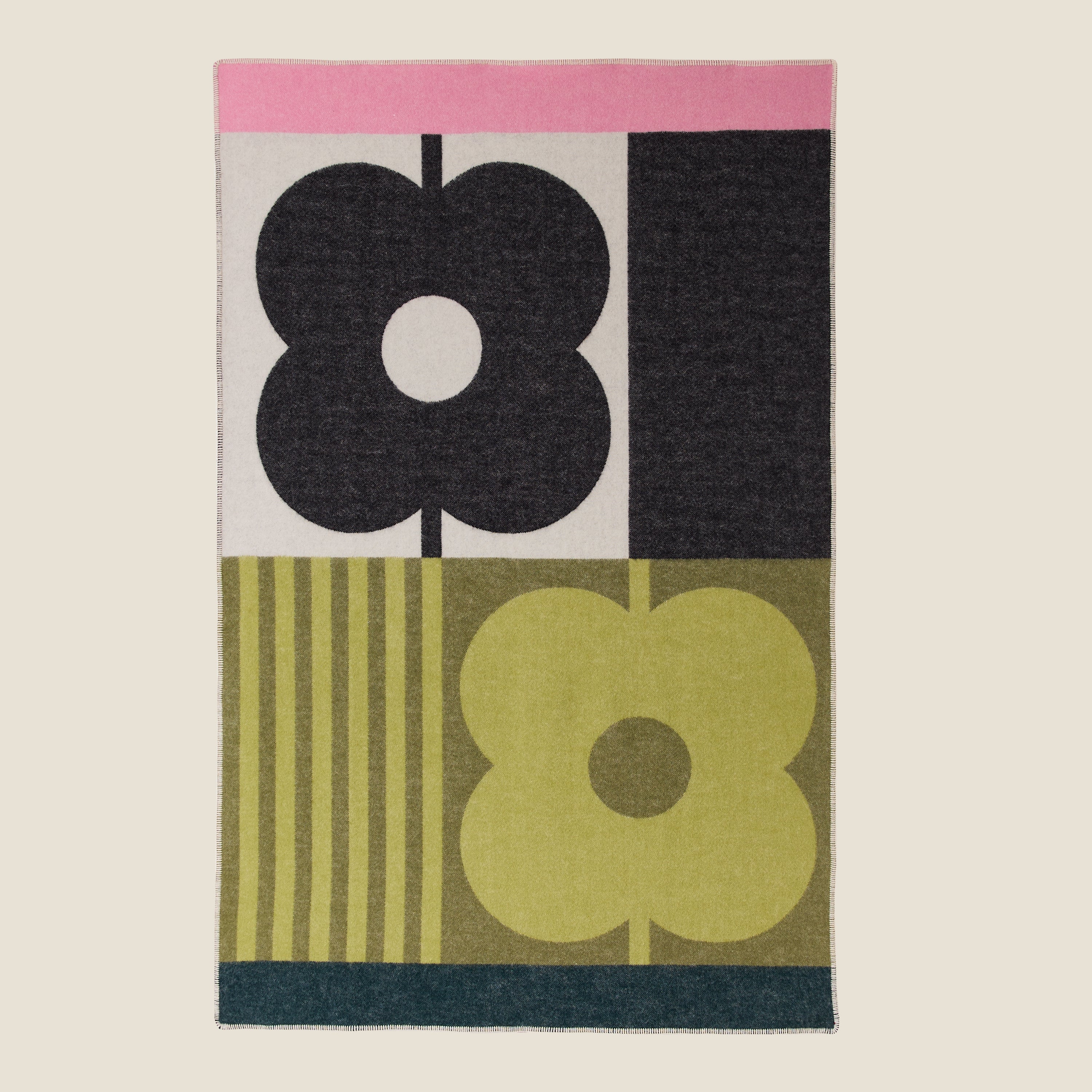 Wool Blanket - Abacus Flower Midnight Moss