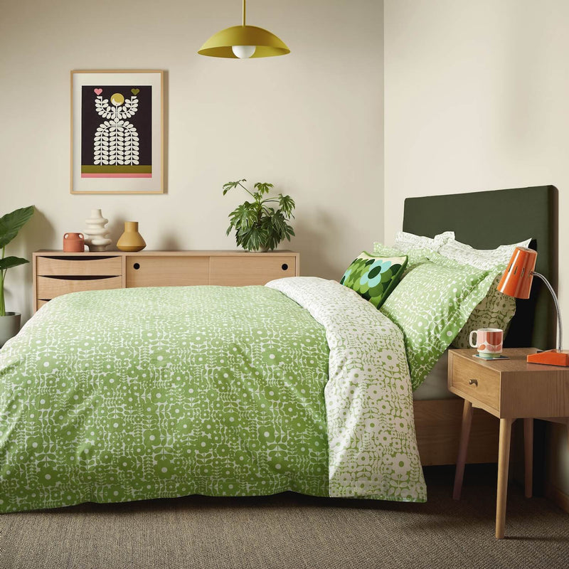 Criss Cross Stem Bed Linen Basil Green