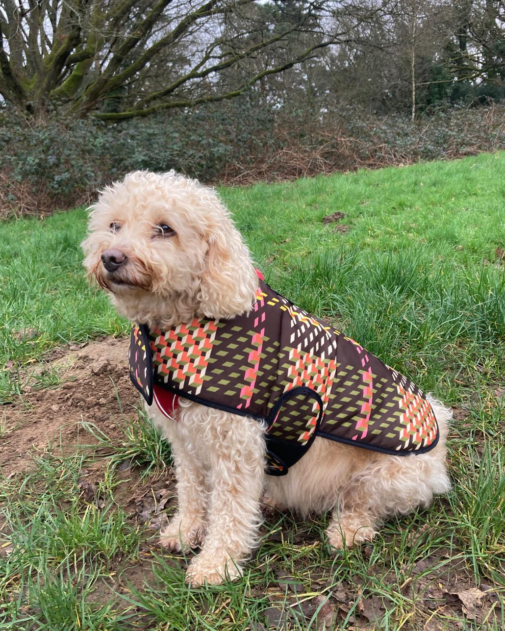 Dog Coat - Cubic Check Cocoa