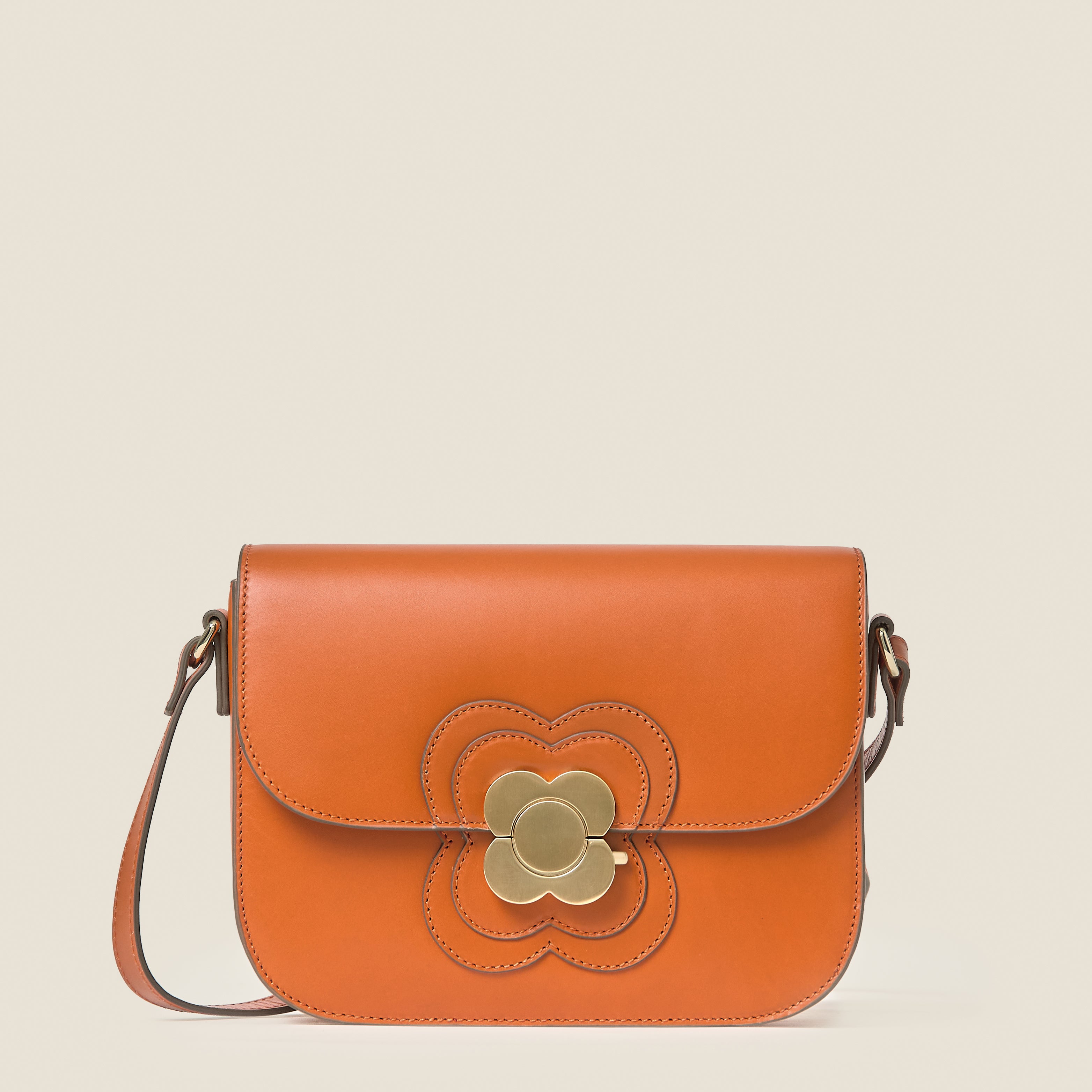 Eclipse Leather Crossbody Bag - Orange